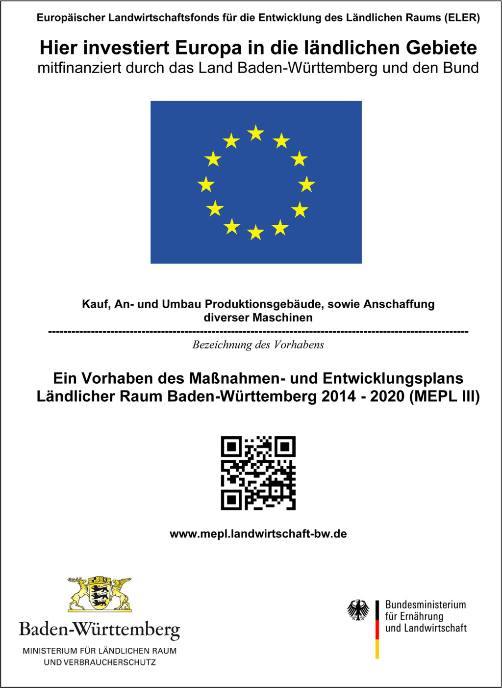 EU-Förderhinweis zu Investitionen im ländlichen Raum.