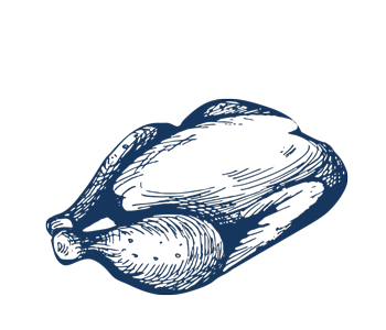 Illustration eines ganzen Hähnchens.